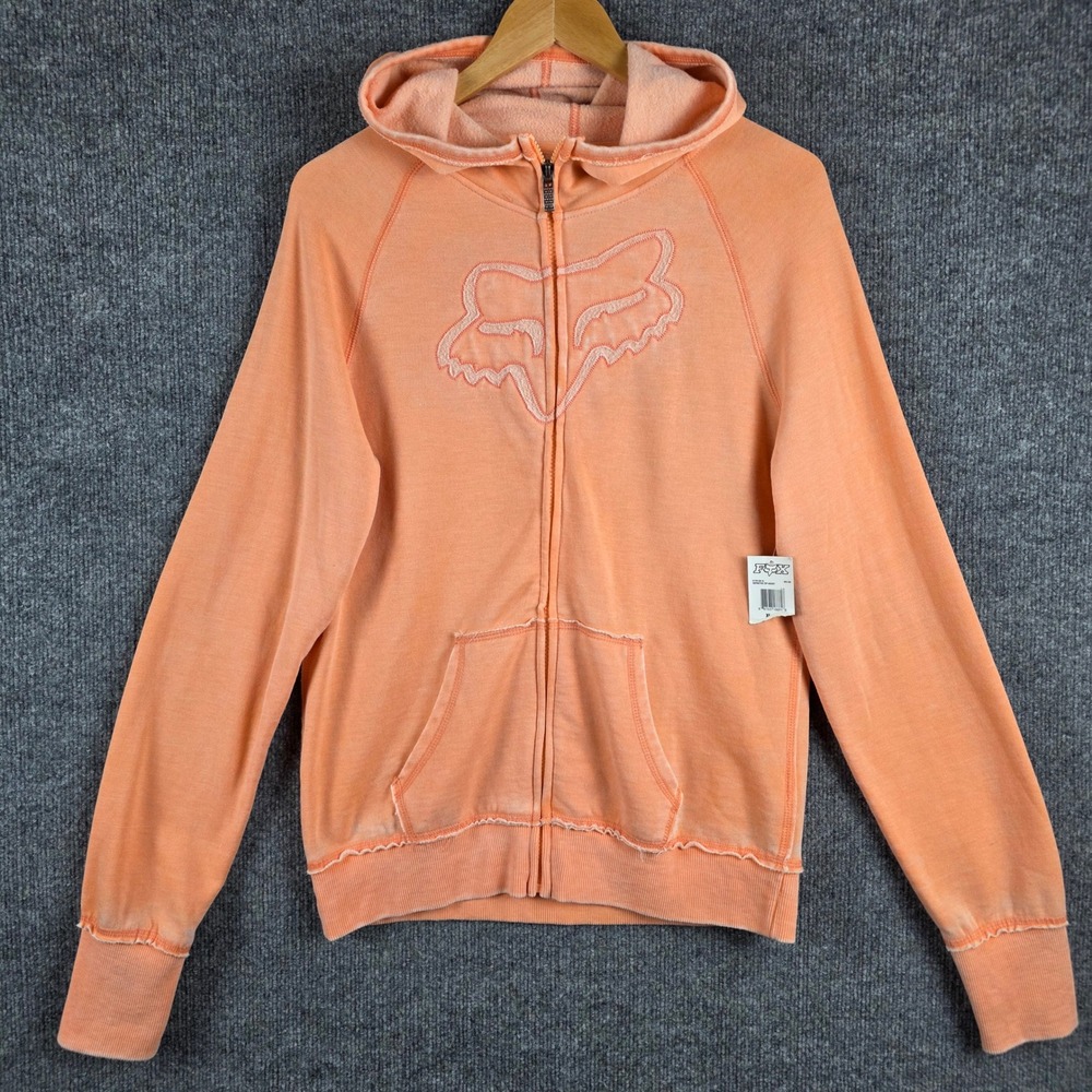 Fox Racing Definitive Zip Hoody Womens XL Peach Orange Embroidered Logo NWT